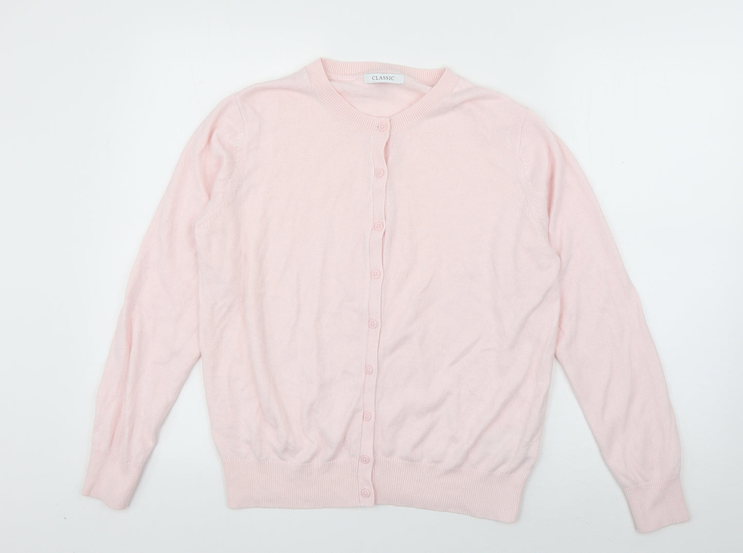 Marks and Spencer Womens Pink Round Neck  Acrylic Cardigan Jumper Size 12