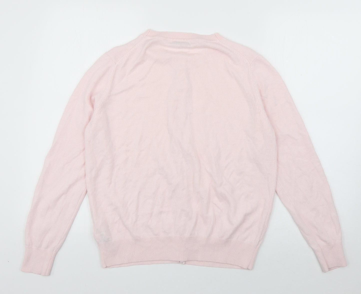 Marks and Spencer Womens Pink Round Neck  Acrylic Cardigan Jumper Size 12