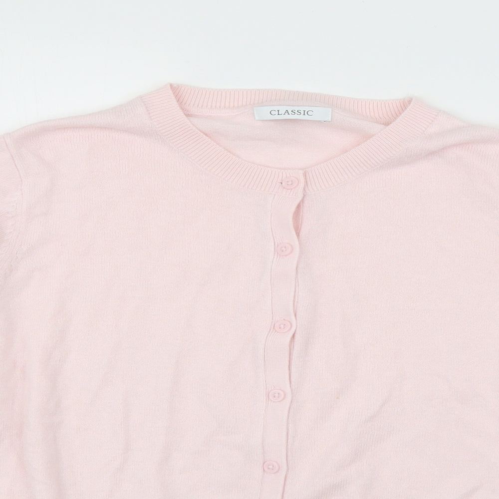Marks and Spencer Womens Pink Round Neck  Acrylic Cardigan Jumper Size 12