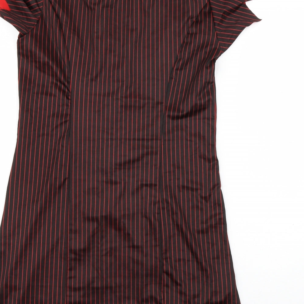 Smiffys Womens Black Striped Polyester Bodycon  Size M  Collared Zip - Bullet Wound Dress