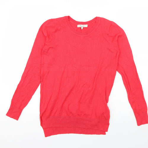 Peacocks Womens Pink Round Neck  Viscose Pullover Jumper Size 8