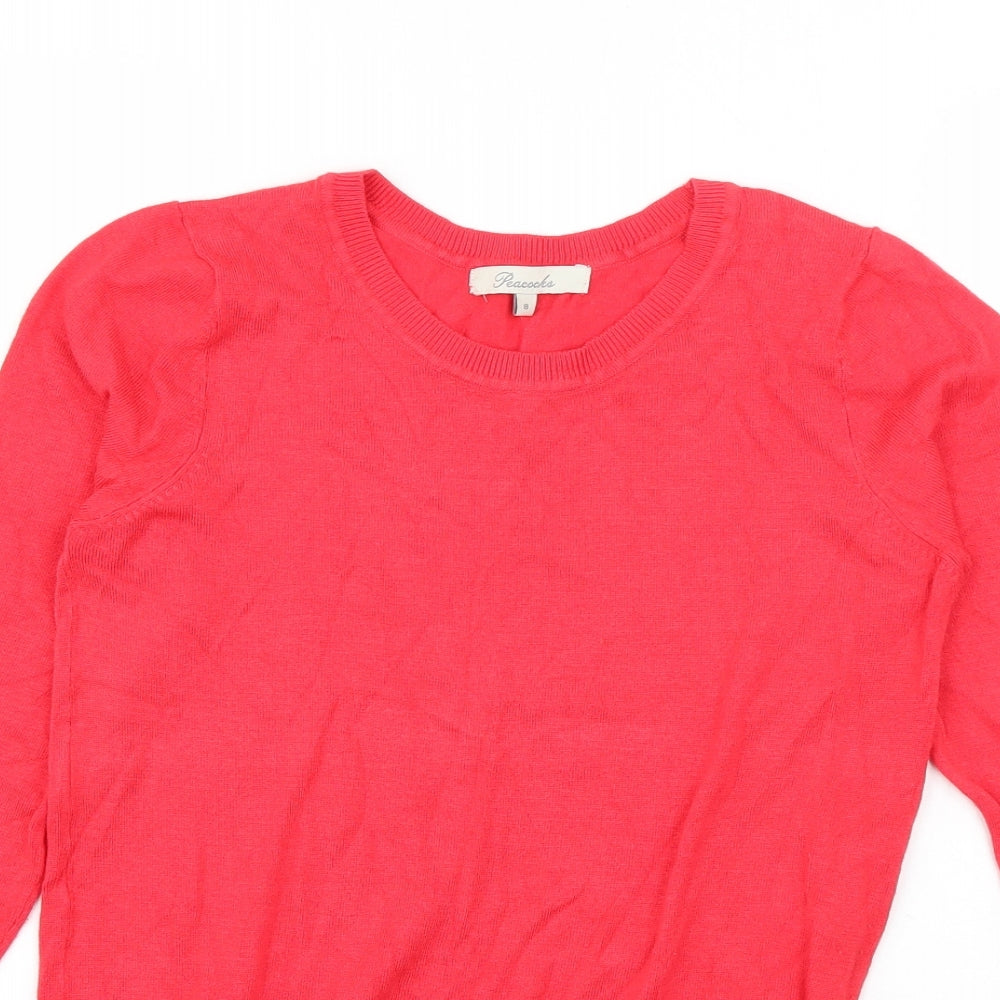 Peacocks Womens Pink Round Neck  Viscose Pullover Jumper Size 8
