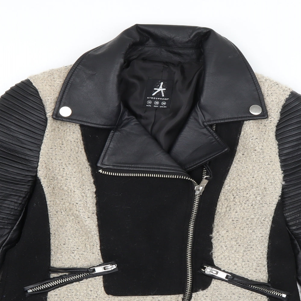 Atmosphere Womens Black   Biker Jacket Size 10  Zip