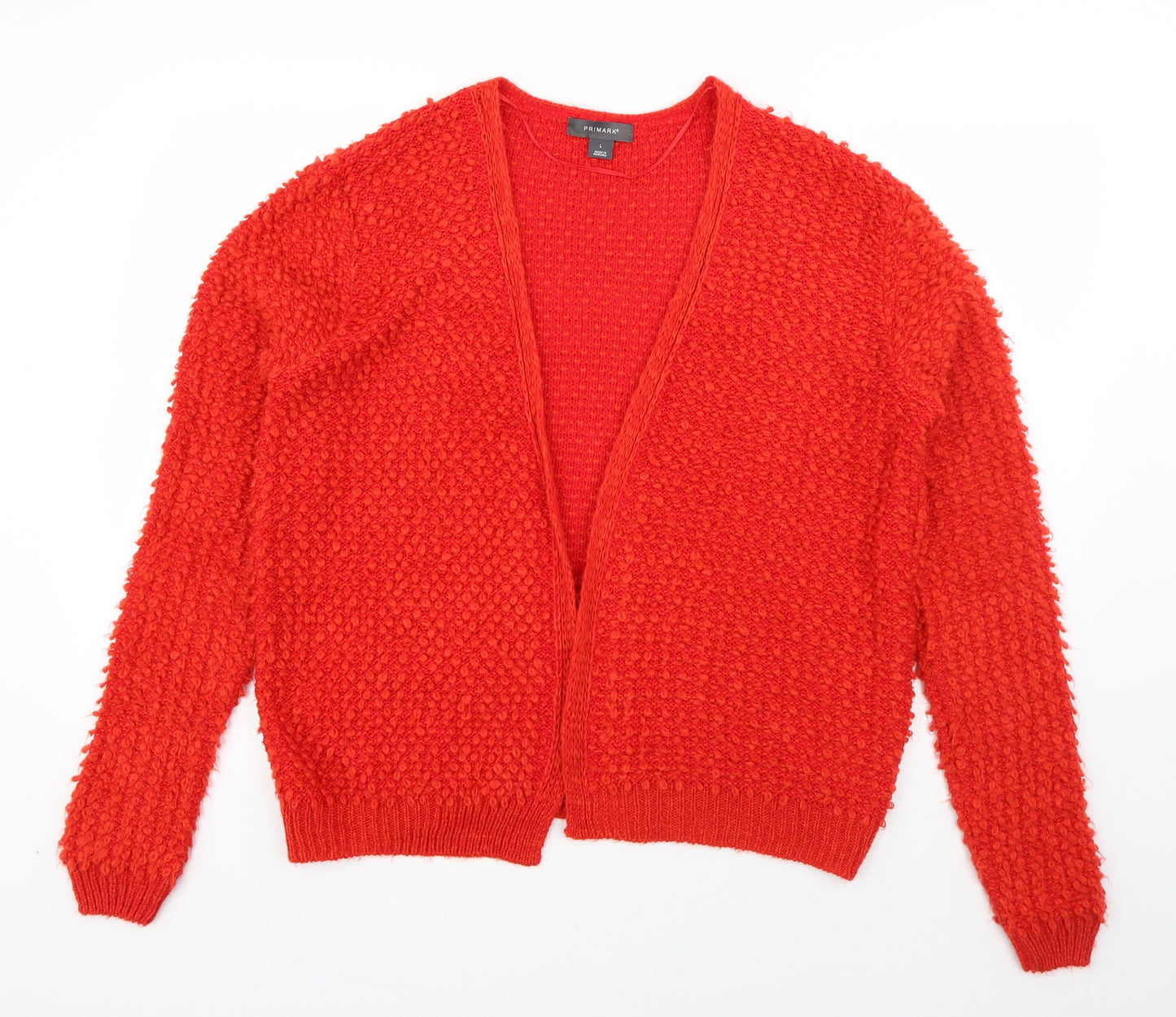 Primark Womens Red V-Neck  Acrylic Cardigan Jumper Size L
