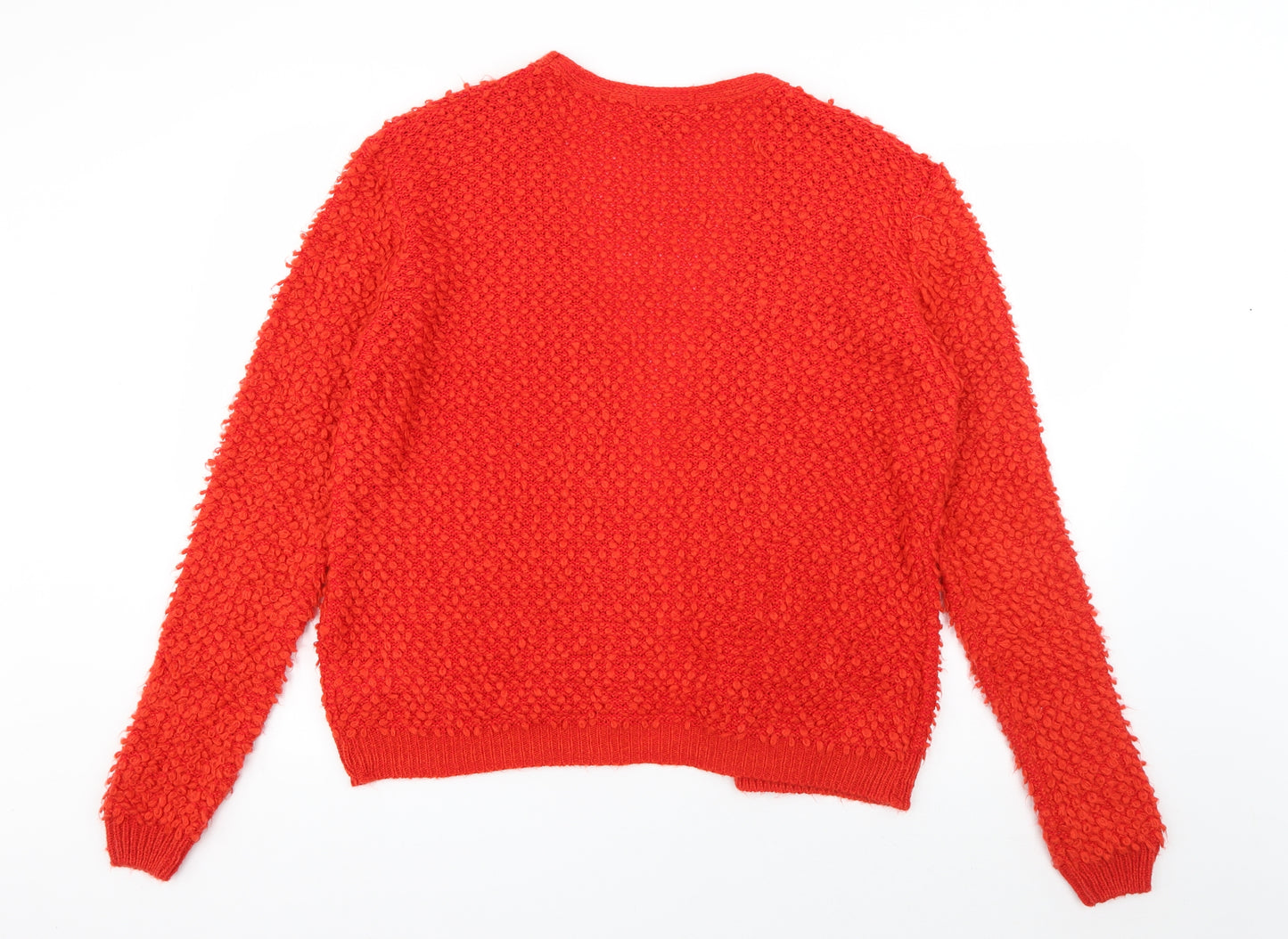 Primark Womens Red V-Neck  Acrylic Cardigan Jumper Size L