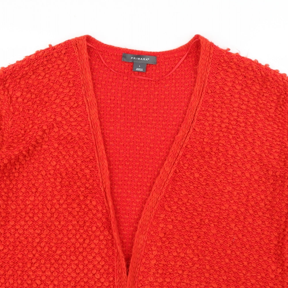 Primark Womens Red V-Neck  Acrylic Cardigan Jumper Size L