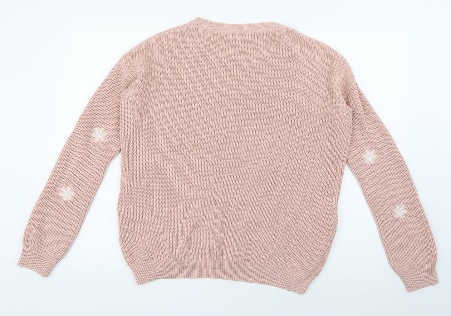 NEXT Womens Pink Roll Neck Geometric Acrylic Pullover Jumper Size 10
