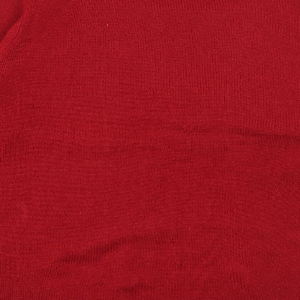 Honor Milburn Womens Red Scoop Neck  Acrylic Pullover Jumper Size 14
