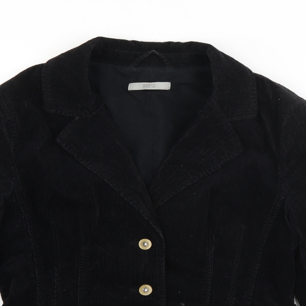 Marks and Spencer Womens Black   Jacket Blazer Size 8  Button