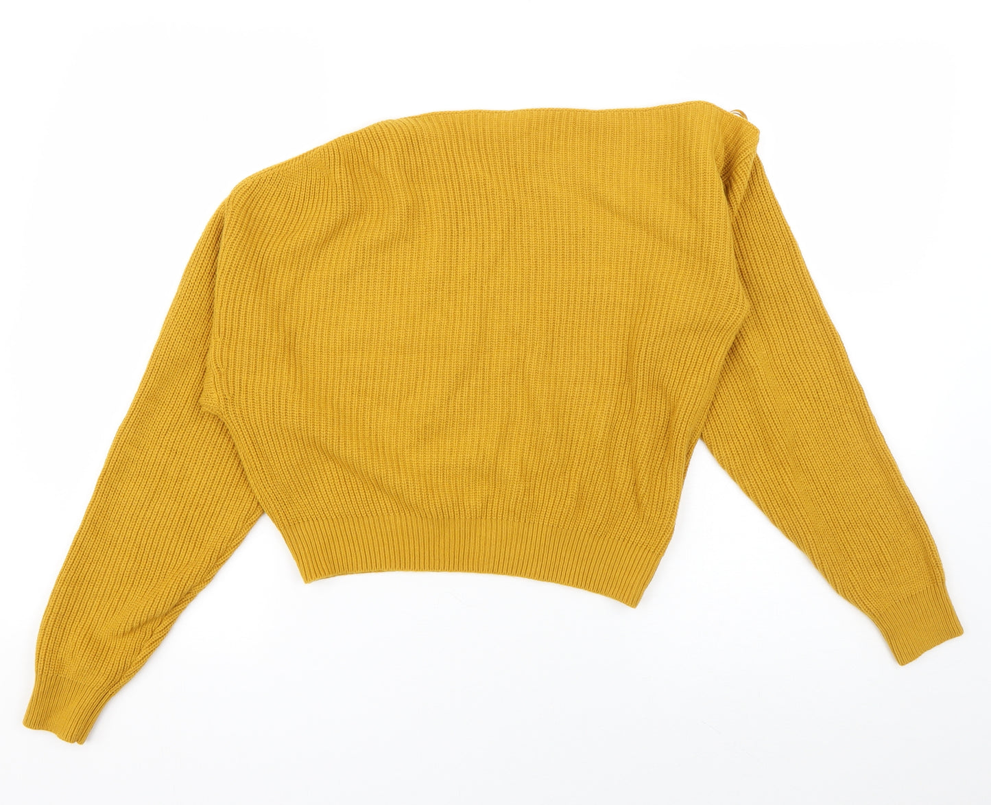 Topshop Womens Yellow Boat Neck  Acrylic Pullover Jumper Size 6
