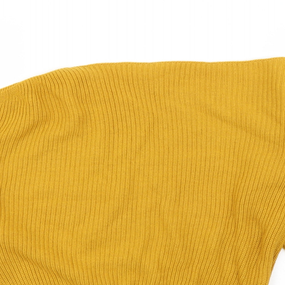 Topshop Womens Yellow Boat Neck  Acrylic Pullover Jumper Size 6