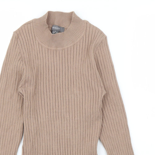 Primark Womens Brown Crew Neck  Viscose Pullover Jumper Size 10