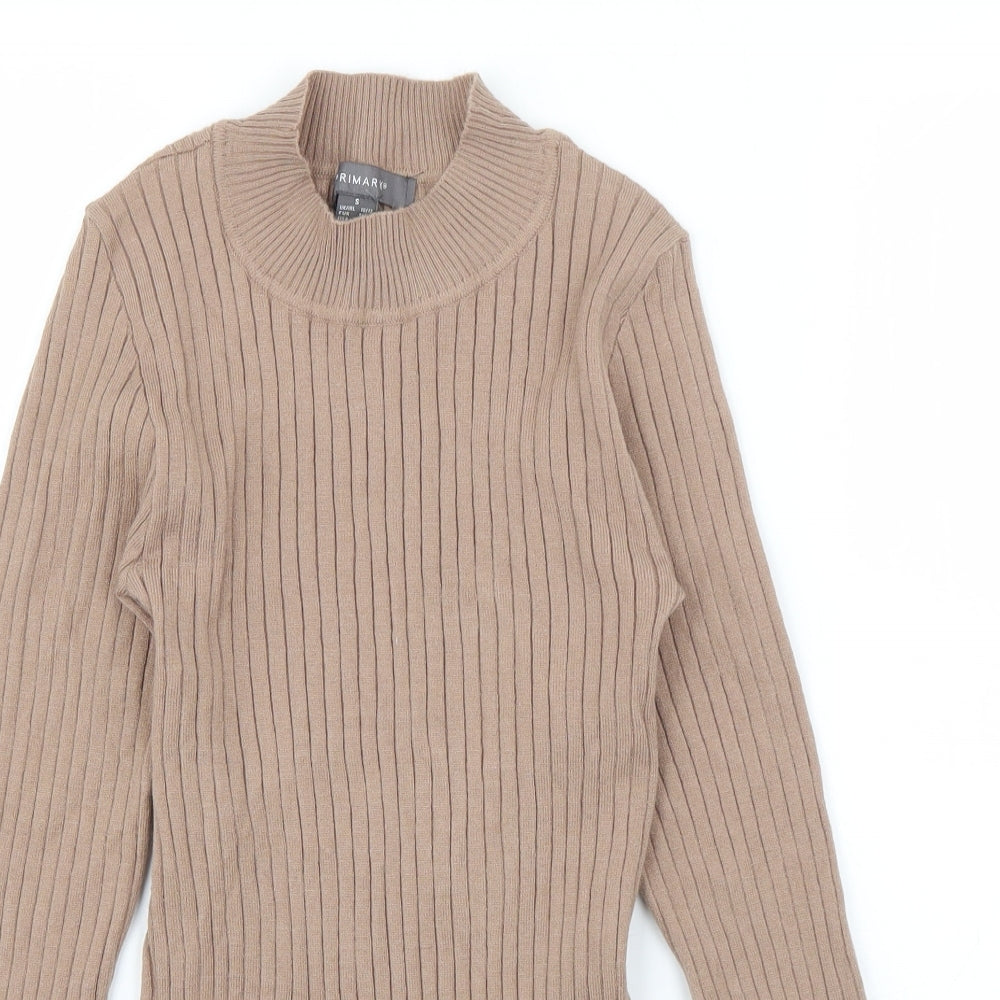 Primark Womens Brown Crew Neck  Viscose Pullover Jumper Size 10