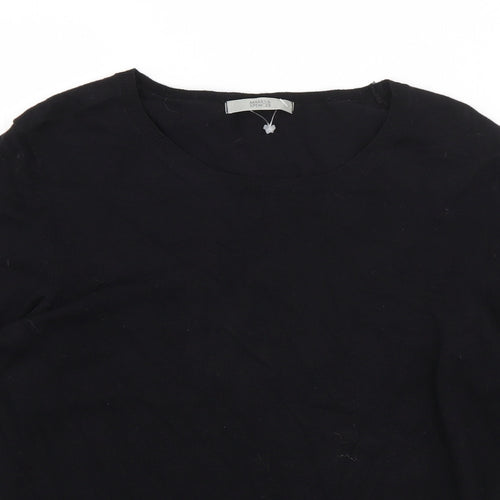 Marks and Spencer Womens Black Round Neck  Viscose Pullover Jumper Size 12