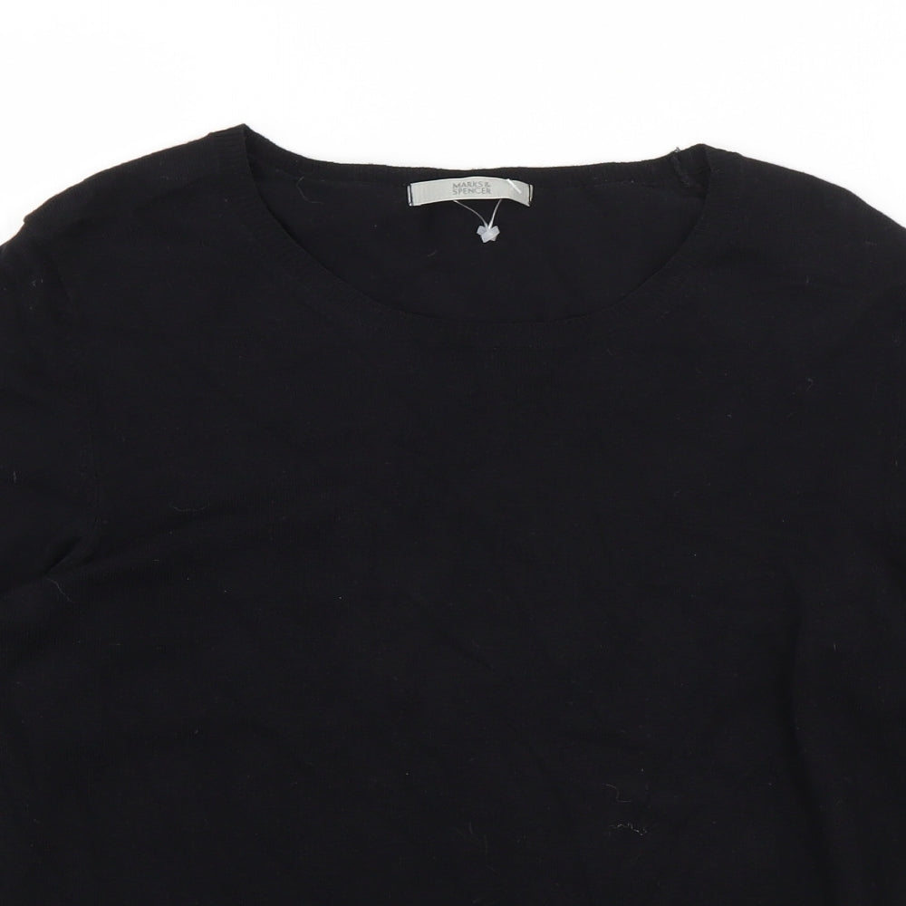 Marks and Spencer Womens Black Round Neck  Viscose Pullover Jumper Size 12