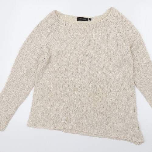 New Look Womens Ivory Boat Neck  Acrylic Pullover Jumper Size 6