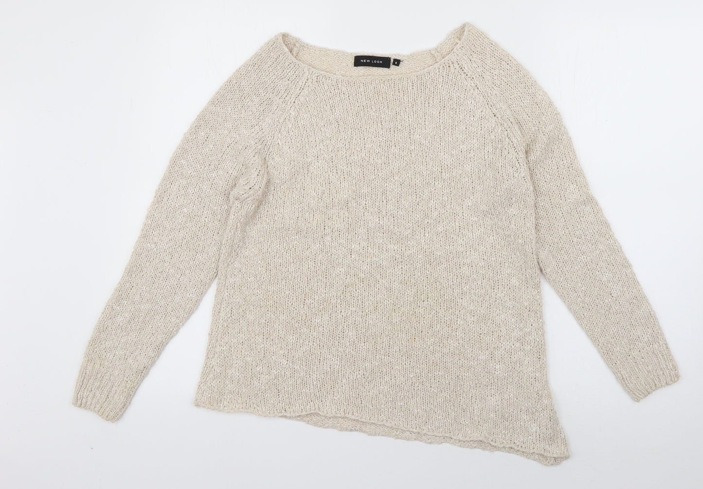 New Look Womens Ivory Boat Neck  Acrylic Pullover Jumper Size 6