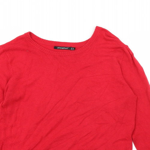 Atmosphere Womens Red Boat Neck  Viscose Pullover Jumper Size 12