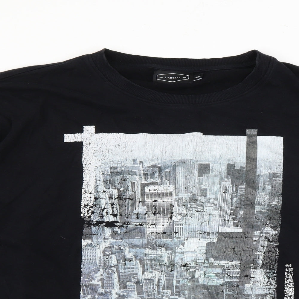 Label J Mens Black  Cotton Pullover Sweatshirt Size 2XL   - New York