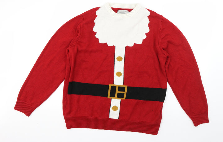 TU Girls Red Round Neck  Acrylic Pullover Jumper Size L  Pullover - Santa Claus
