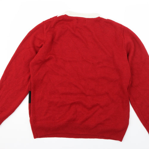 TU Girls Red Round Neck  Acrylic Pullover Jumper Size L  Pullover - Santa Claus
