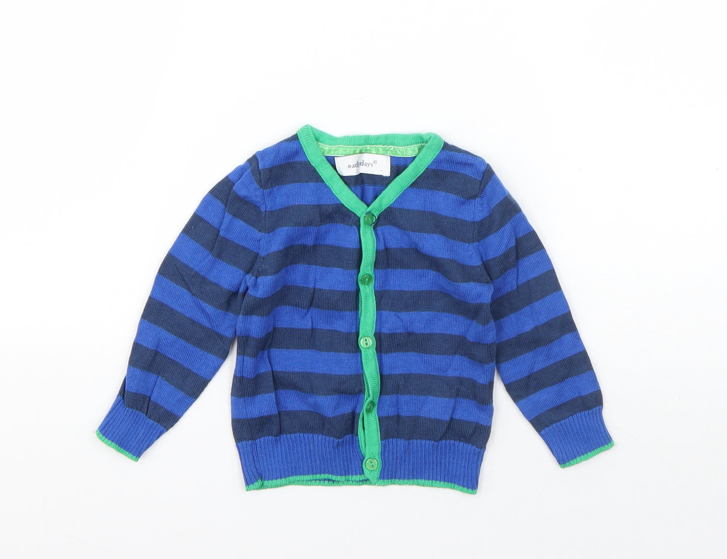 Earlydays Boys Blue Striped Cotton Cardigan Jumper Size 9-12 Months  Button