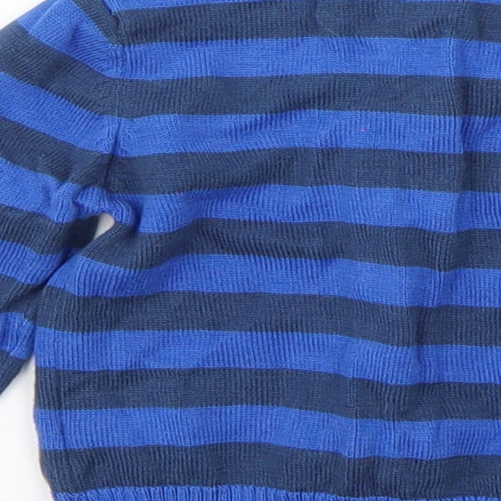 Earlydays Boys Blue Striped Cotton Cardigan Jumper Size 9-12 Months  Button