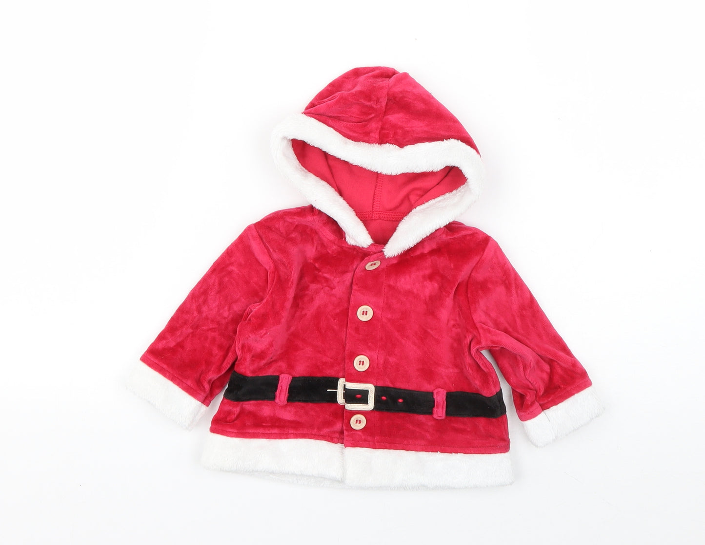 George Boys Red   Jacket  Size 0-3 Months   Button - Santa Claus