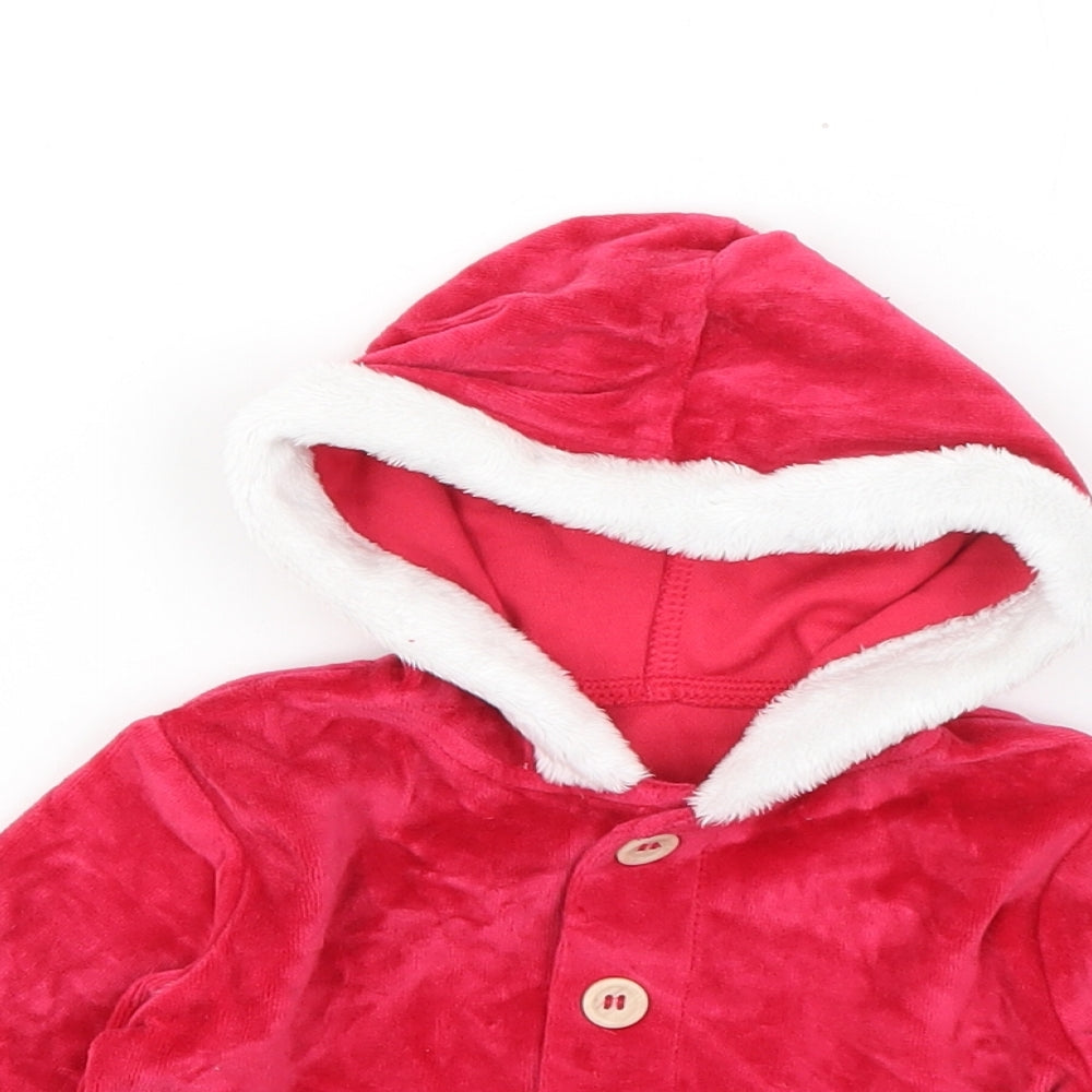 George Boys Red   Jacket  Size 0-3 Months   Button - Santa Claus
