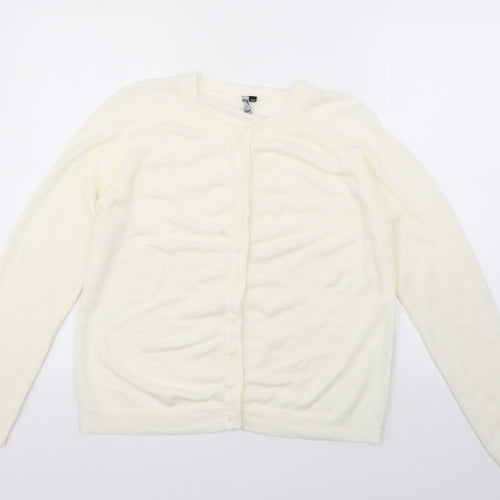 intuition Womens Ivory Round Neck  Acrylic Cardigan Jumper Size 12