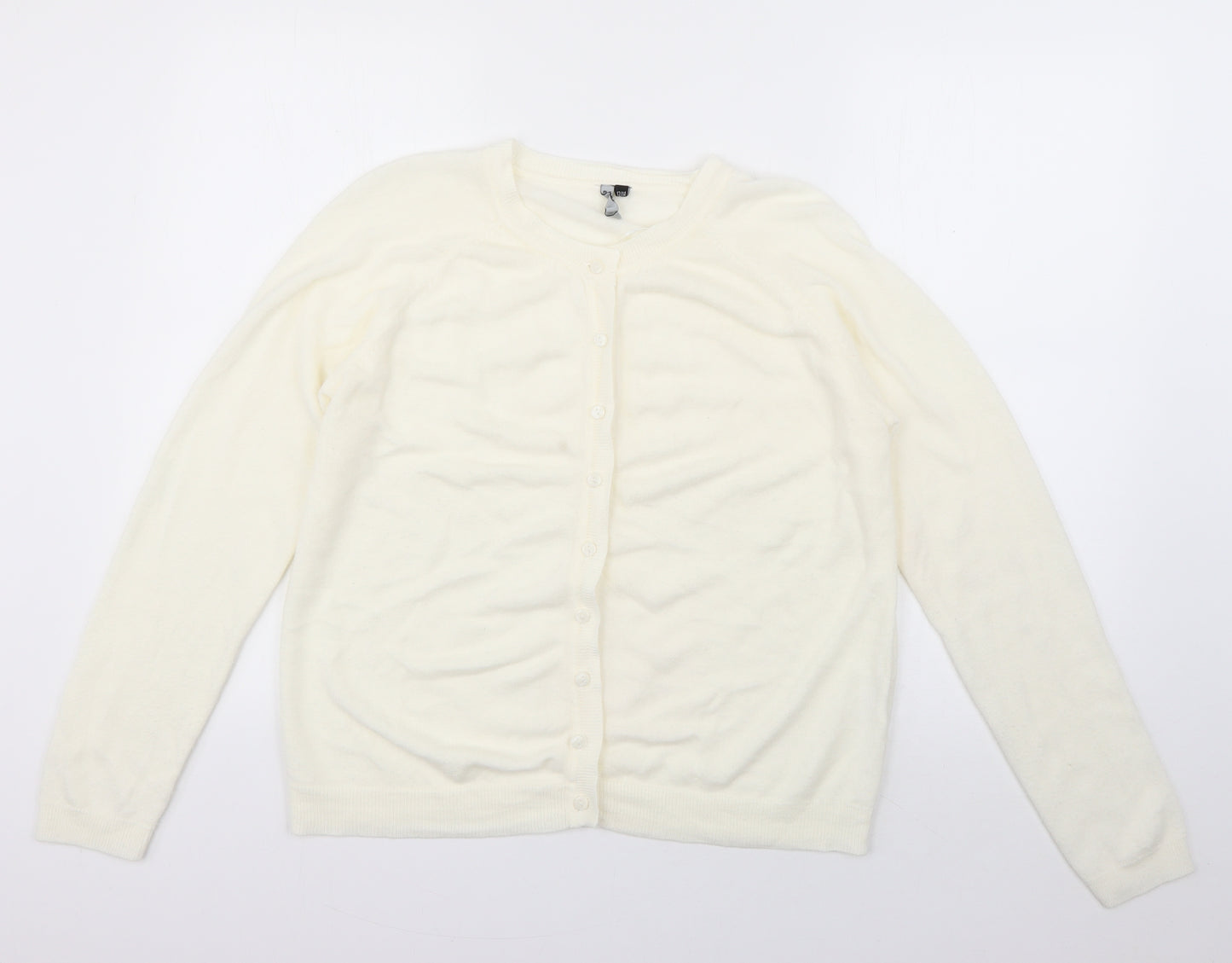 intuition Womens Ivory Round Neck  Acrylic Cardigan Jumper Size 12