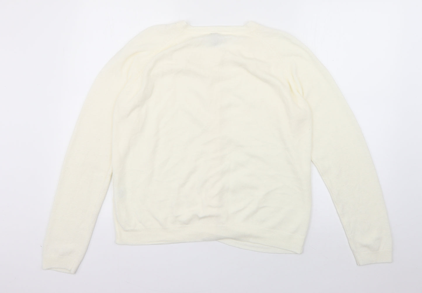 intuition Womens Ivory Round Neck  Acrylic Cardigan Jumper Size 12