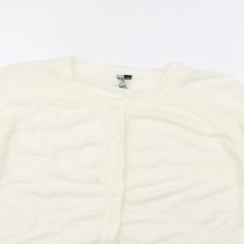 intuition Womens Ivory Round Neck  Acrylic Cardigan Jumper Size 12