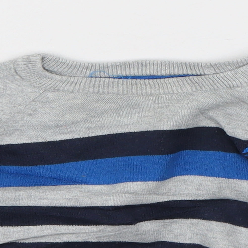 Rebel Boys Blue Striped Cotton Pullover Jumper Size 9-12 Months  Button