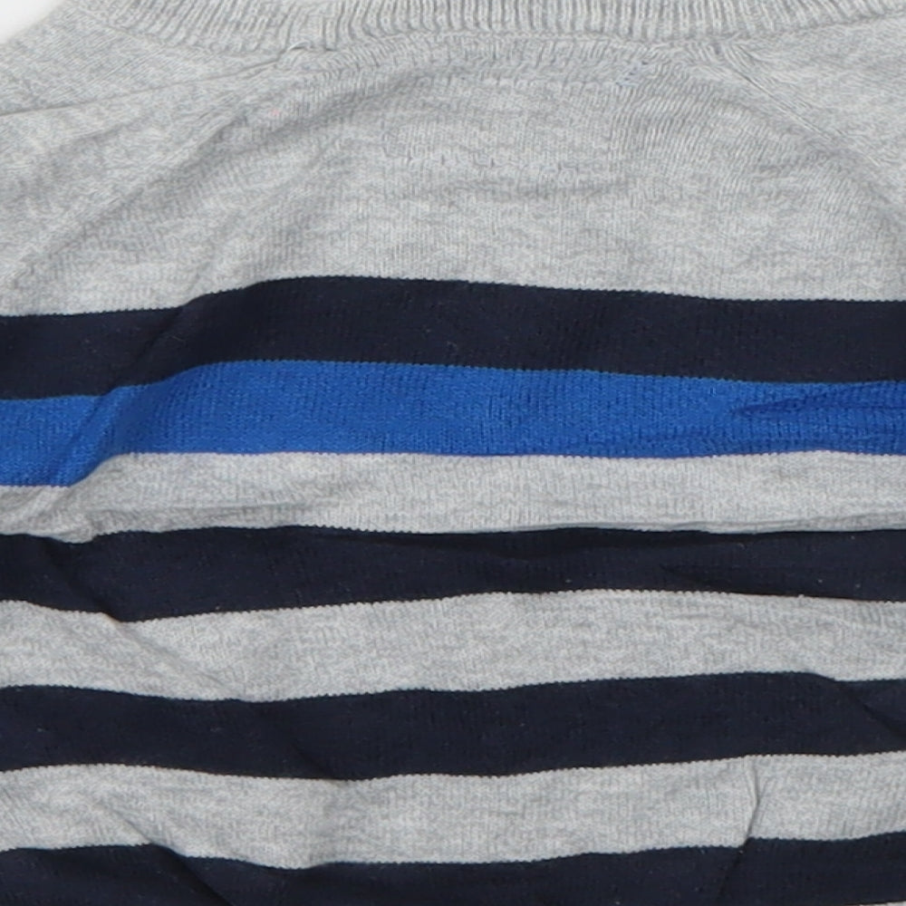 Rebel Boys Blue Striped Cotton Pullover Jumper Size 9-12 Months  Button