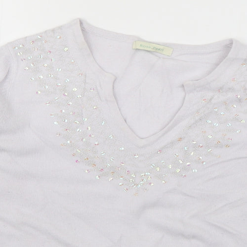 Rose Pearl Womens Grey V-Neck  Acrylic Pullover Jumper Size 10