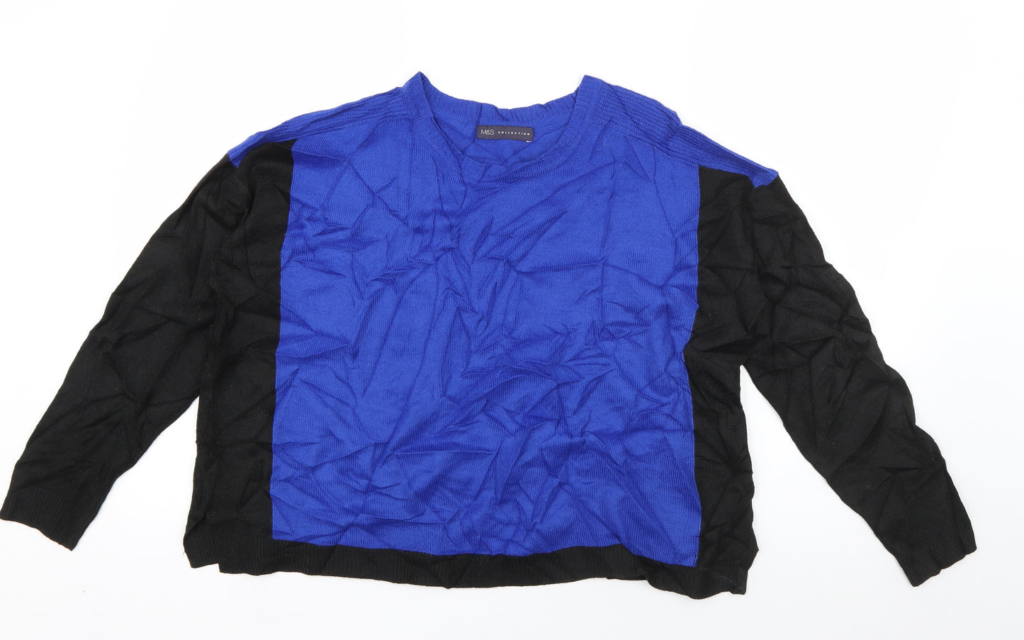 Marks and Spencer Womens Blue Crew Neck  Acrylic Pullover Jumper Size 14