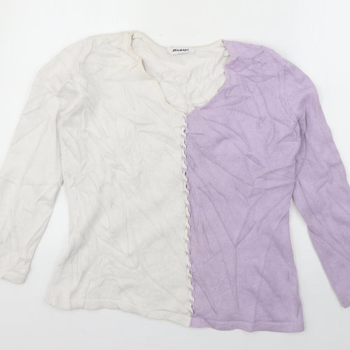 Damart Womens Purple V-Neck  Cotton Pullover Jumper Size 12