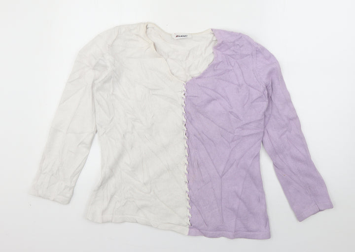 Damart Womens Purple V-Neck Cotton Pullover Jumper Size 12