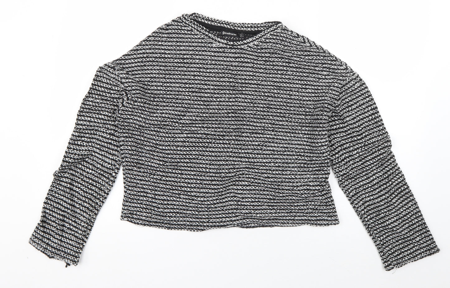 Stradivarius Womens Black Striped Cotton Pullover Sweatshirt Size L  Pullover