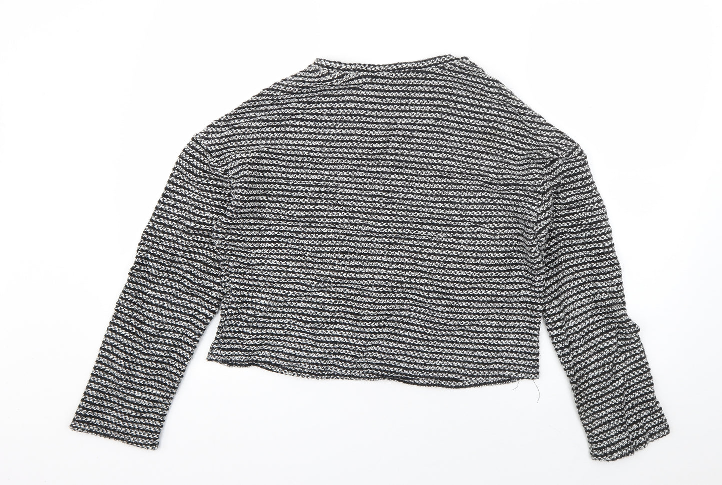 Stradivarius Womens Black Striped Cotton Pullover Sweatshirt Size L  Pullover