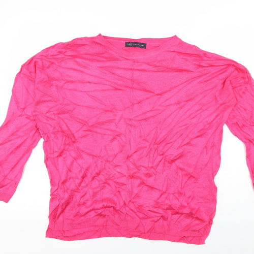 Marks and Spencer Womens Pink Boat Neck  Acrylic Pullover Jumper Size L