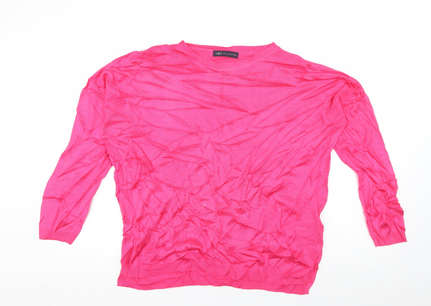 Marks and Spencer Womens Pink Boat Neck  Acrylic Pullover Jumper Size L