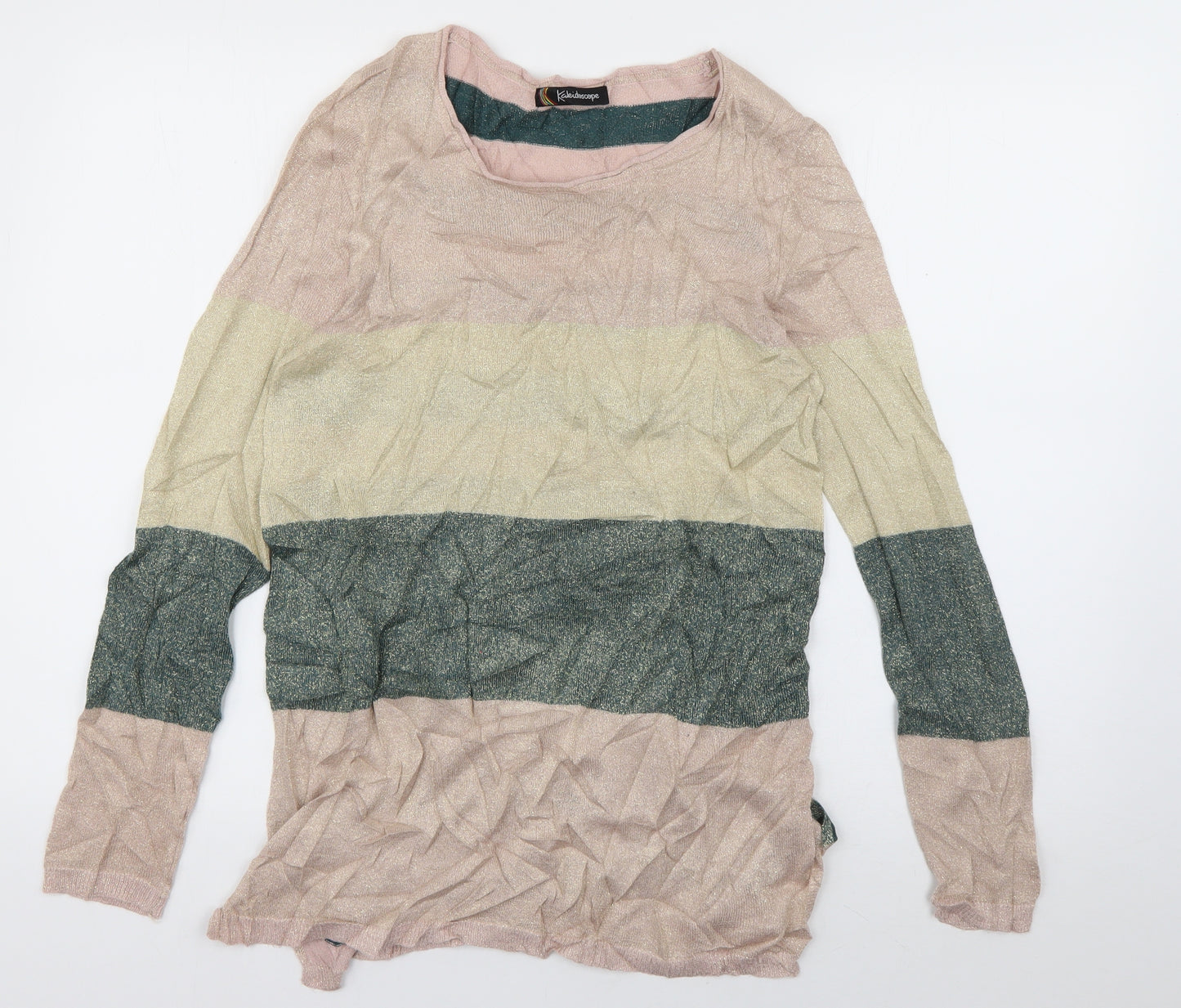Kaleidoscope Womens Multicoloured Round Neck Striped Viscose Pullover Jumper Size 16