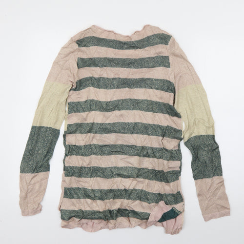 Kaleidoscope Womens Multicoloured Round Neck Striped Viscose Pullover Jumper Size 16