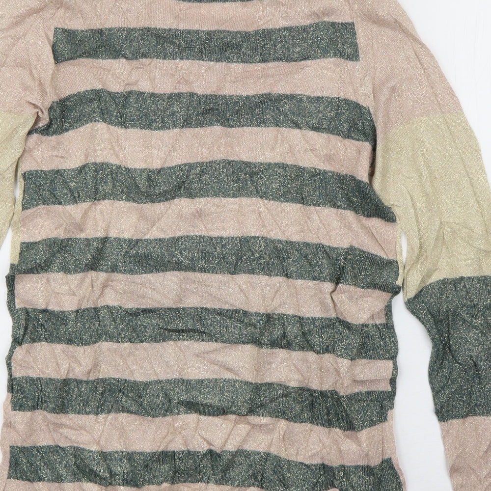 Kaleidoscope Womens Multicoloured Round Neck Striped Viscose Pullover Jumper Size 16