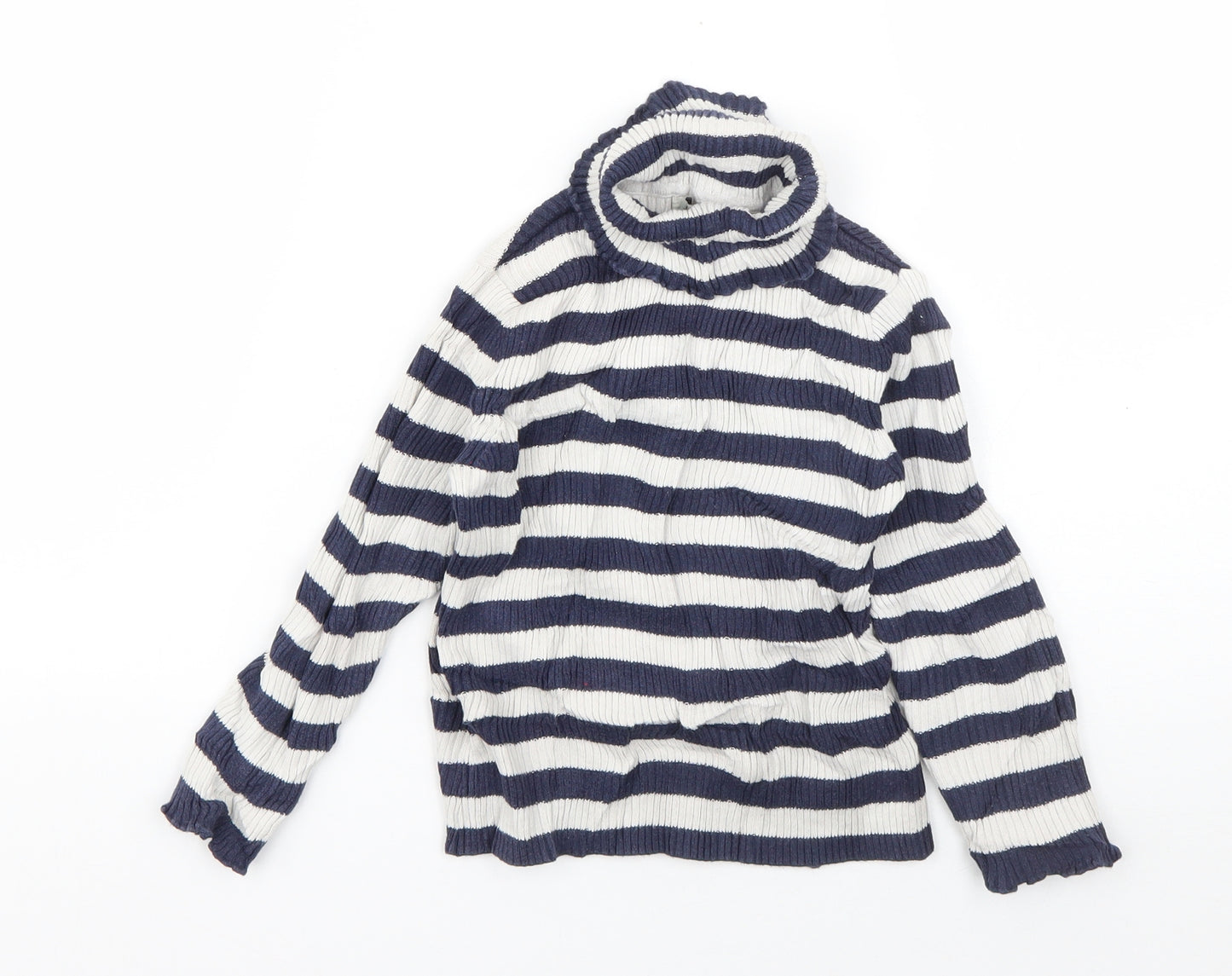 George Girls Blue Roll Neck Striped Cotton Pullover Jumper Size 3-4 Years  Pullover