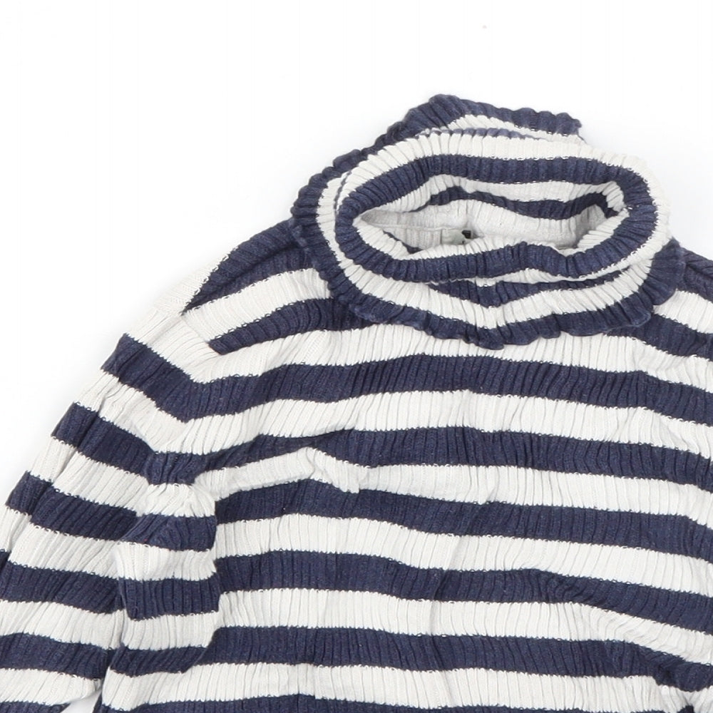 George Girls Blue Roll Neck Striped Cotton Pullover Jumper Size 3-4 Years  Pullover