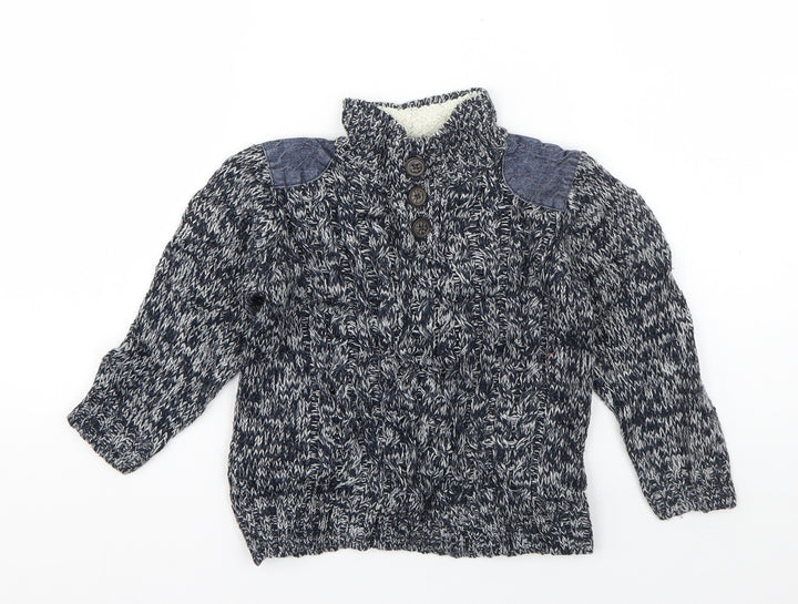 Rebel Girls Blue High Neck Acrylic Pullover Jumper Size 2-3 Years Pullover