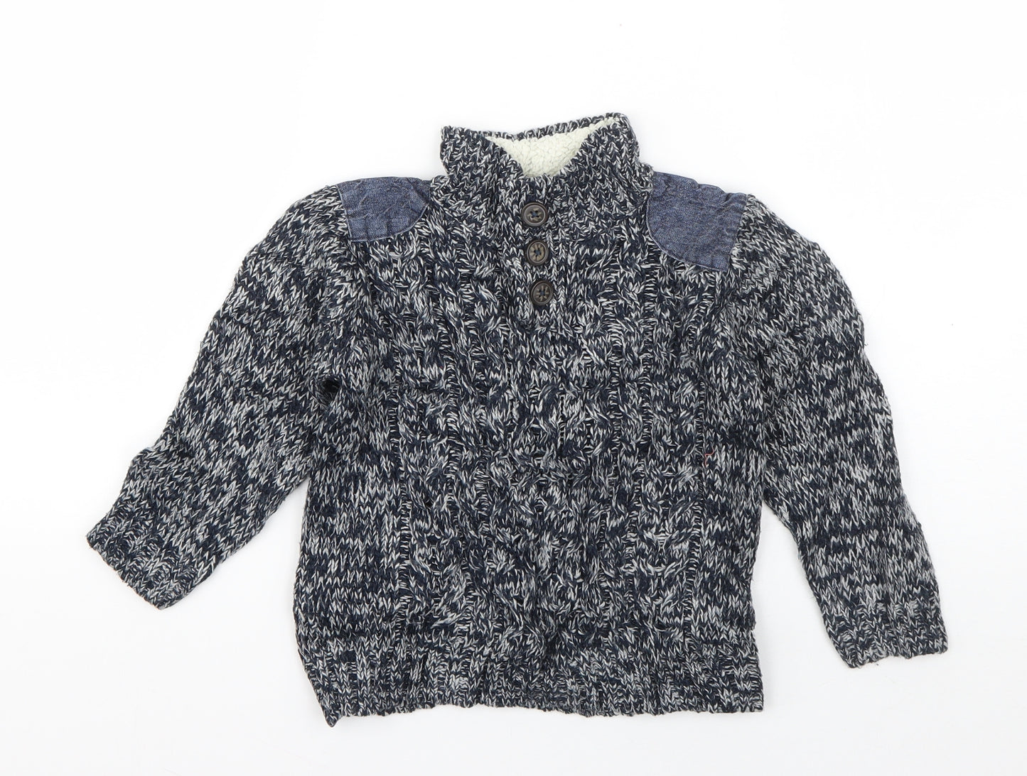 Rebel Girls Blue High Neck  Acrylic Pullover Jumper Size 2-3 Years  Pullover